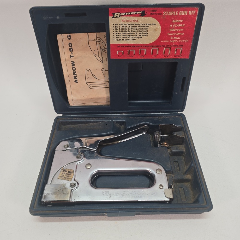 Arrow T-50MP Multi-Purpose Heavy Duty Staple Gun Kit w/ Case T-50 Shade Attachme